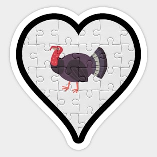 Jigsaw  Turkey Heart Design - Farm Animals Turkey Sticker